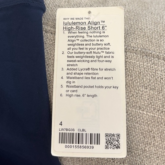 NWT Lululemon Align High Rise Shorts 6” In Club Blue Size 4 - Picture 4 of 7